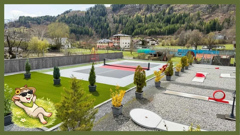 Il nuovo campo da pickleball presso la tenuta della famiglia Burgstaller a Döbriach, in Carinzia, aprirà a Pasqua del 2026.